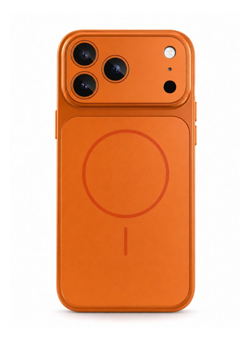 iPhone 13 Pro Case MagSafe Matte Back Cover with Camera Protection Anti Fingerprint Shockproof Orange - Image 1