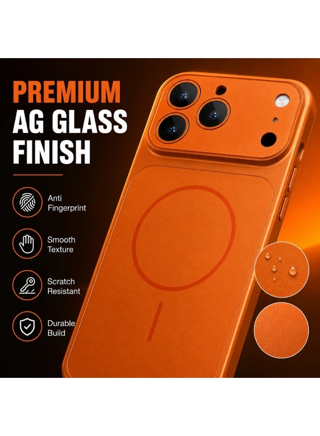 iPhone 13 Pro Case MagSafe Matte Back Cover with Camera Protection Anti Fingerprint Shockproof Orange - Image 5
