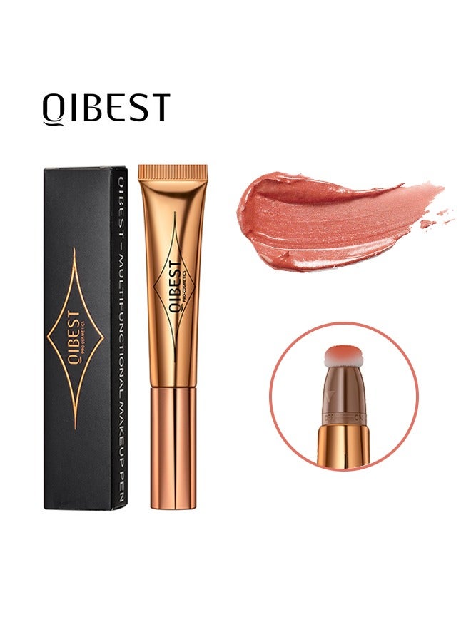 QiBest Multifunctional Makeup Pen-Matte Liquid Cheek Blusher Smooth Creamy Liquid Blush Stick with Soft Cushion Applicator Waterproof Blendable Natural Face Blush Beauty Makeup Pen (#02) - Image 1