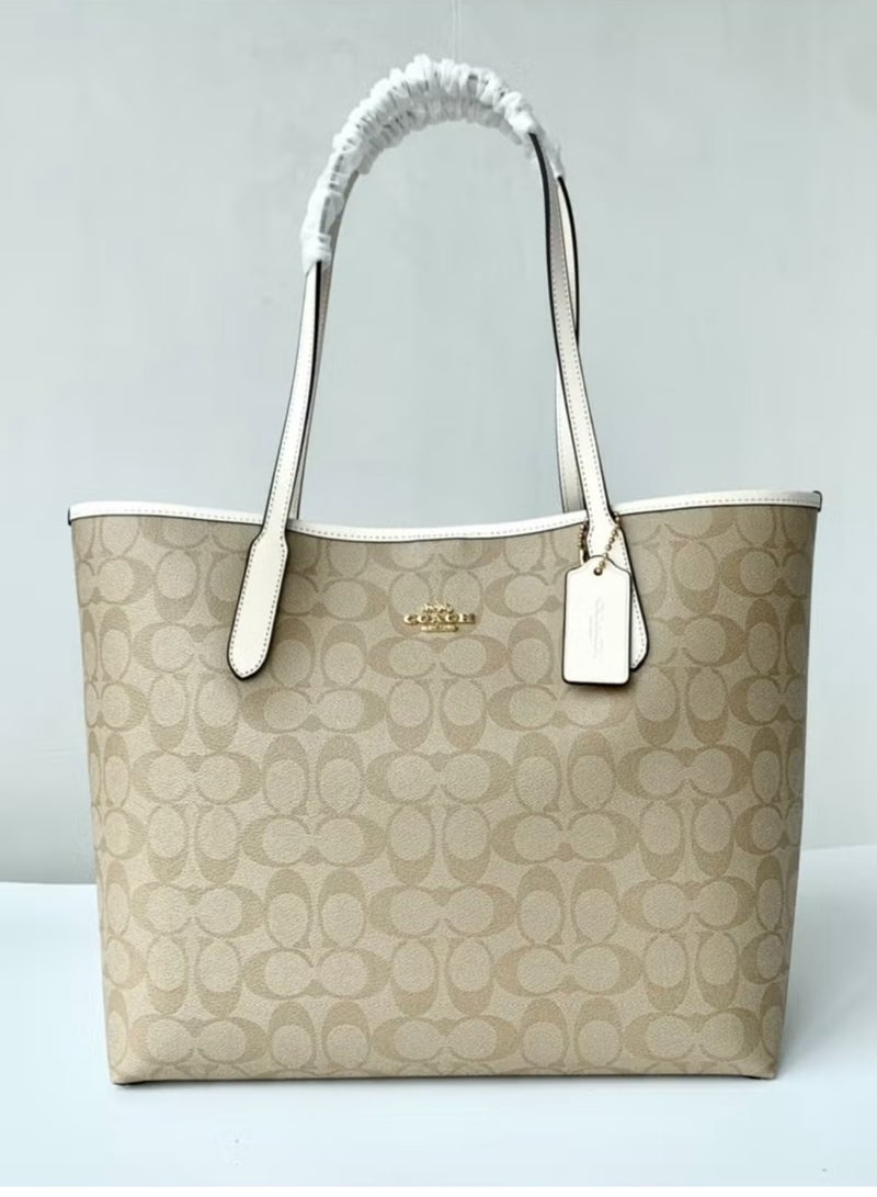 coachoutlet Coach City Tote Bag In Signature Canvas Women's Fashion Versatile Large Capacity Large Size Handheld Shoulder Bag Tote Bag - Image 1