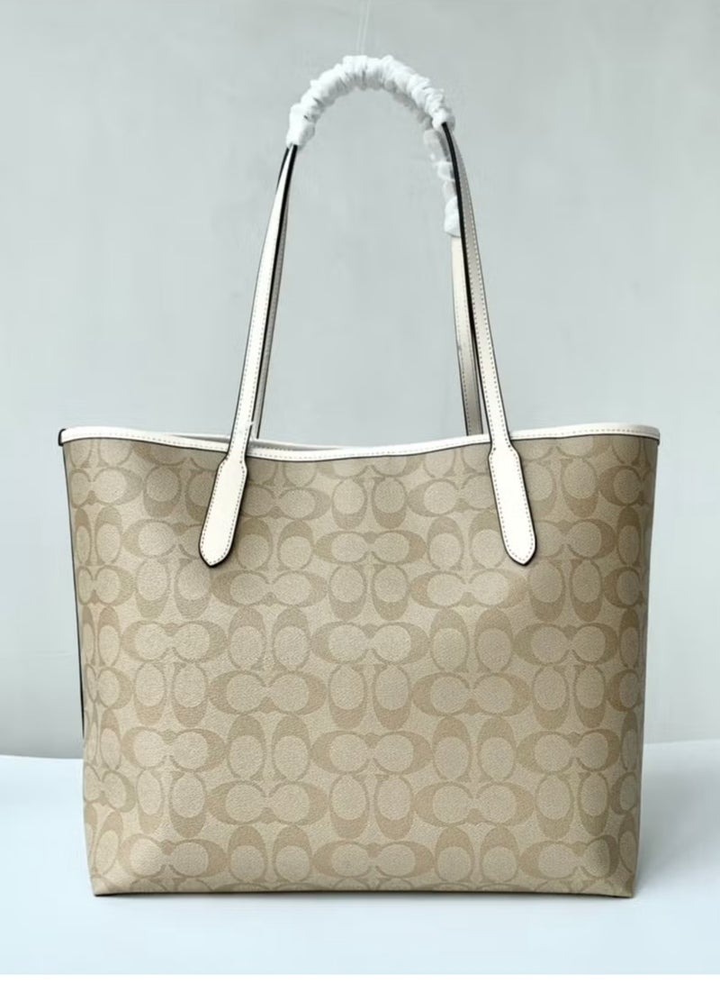 coachoutlet Coach City Tote Bag In Signature Canvas Women's Fashion Versatile Large Capacity Large Size Handheld Shoulder Bag Tote Bag - Image 3