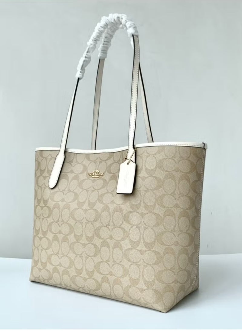 coachoutlet Coach City Tote Bag In Signature Canvas Women's Fashion Versatile Large Capacity Large Size Handheld Shoulder Bag Tote Bag - Image 4