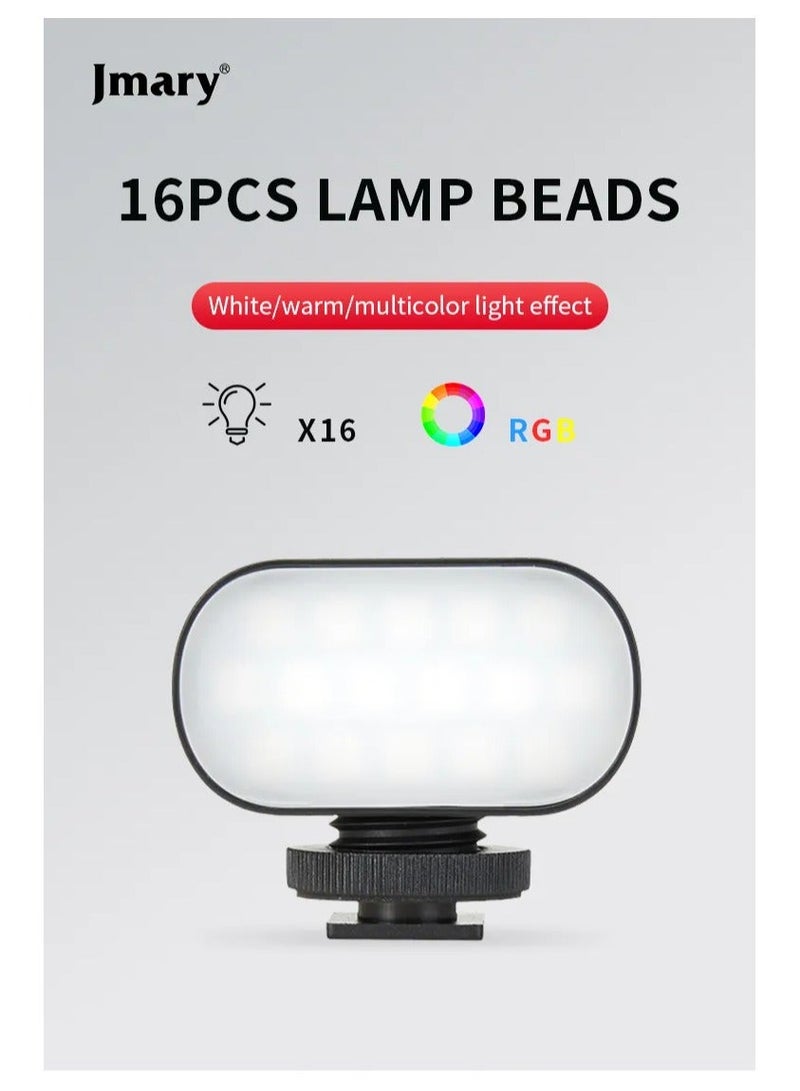 Jmary FM-16 RGB Mini Video Lights LED Camera 360° Full-Colour Portable Photography Lighting Rechargeable Dimmable Panel Lamp With Clip Mount - Image 2