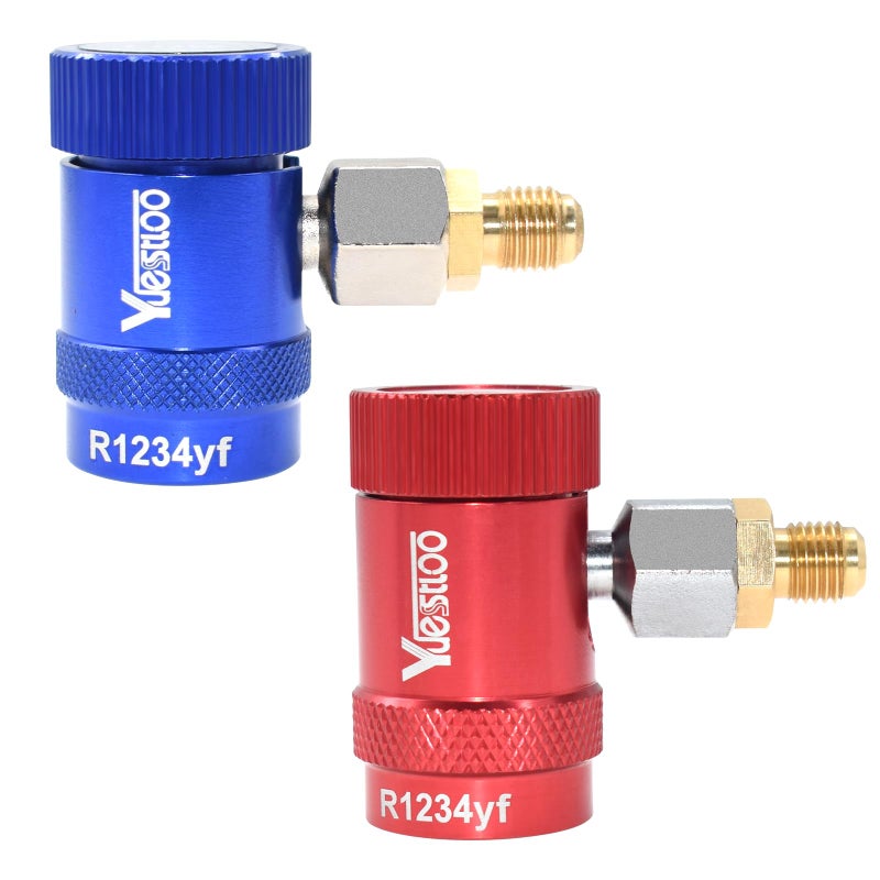 Yuesstloo R1234yf Quick Coupler High Low Pressure Couplers 2 Pack Set for Air Conditioning Evacuation Recharging Adjustable R1234yf Quick Connect Adapters and AC Hose Fitting Connectors