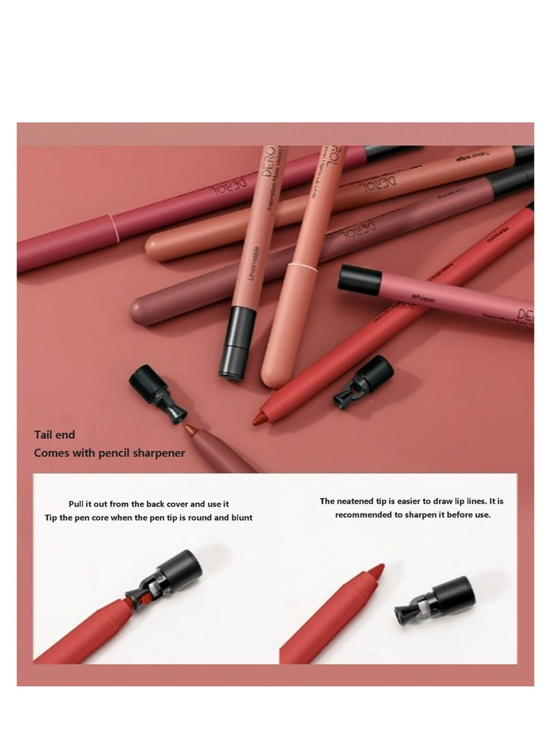 DEROL Lip Liner Pencil Neutral Matte Nude Velvet Non-Stick Cup Waterproof Smooth Stain Clear Talk Cork Color Soft Spoken Slim Whirl Rotating Cutting Easy To Use Professional Makeup For Women  - Image 5