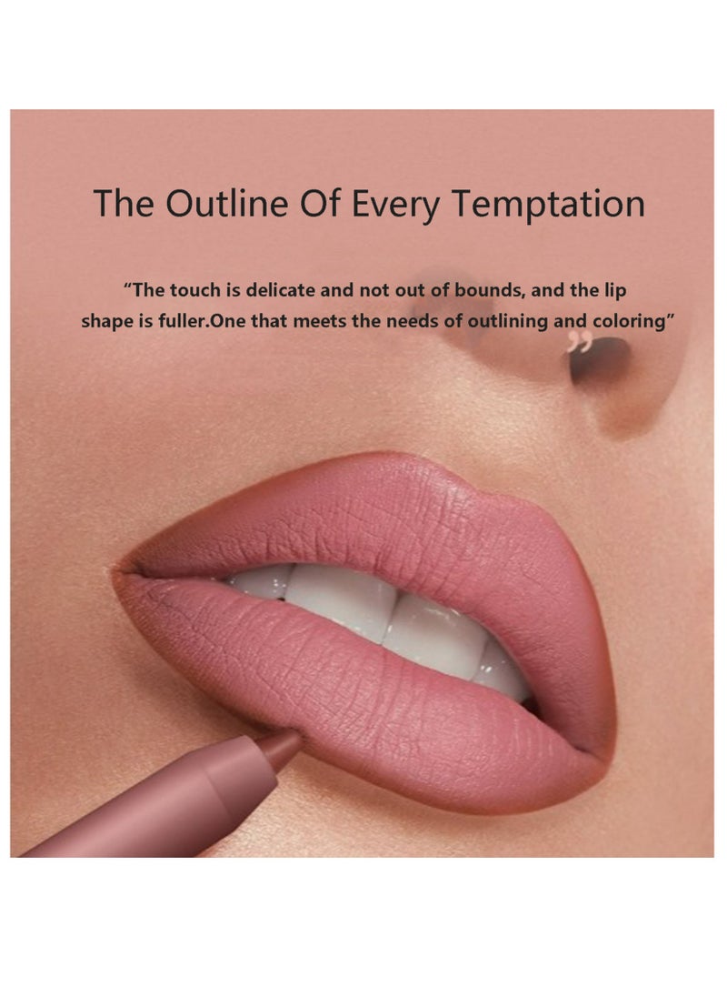 DEROL Lip Liner Pencil Neutral Matte Nude Velvet Non-Stick Cup Waterproof Smooth Stain Clear Talk Cork Color Soft Spoken Slim Whirl Rotating Cutting Easy To Use Professional Makeup For Women  - Image 3