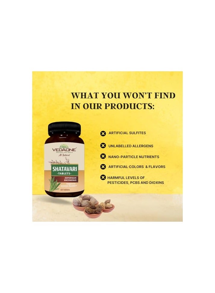 VEDAONE All Natural Shatavari tablets each 60 Tablets Shatavari supplement for women Hormonal Balance, 750 mg - Image 5