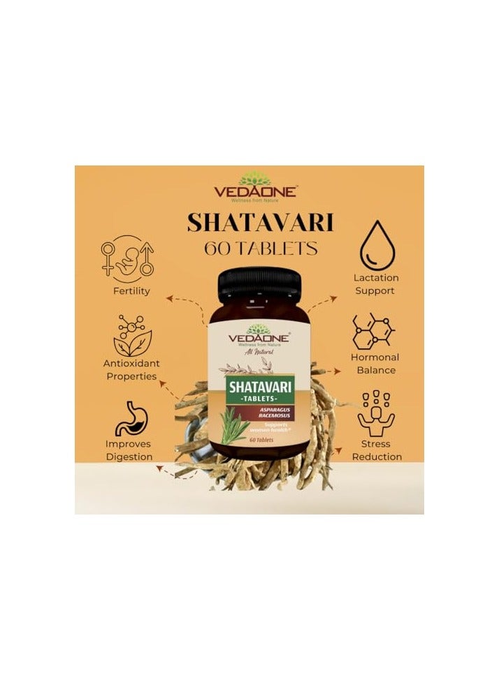 VEDAONE All Natural Shatavari tablets each 60 Tablets Shatavari supplement for women Hormonal Balance, 750 mg - Image 3