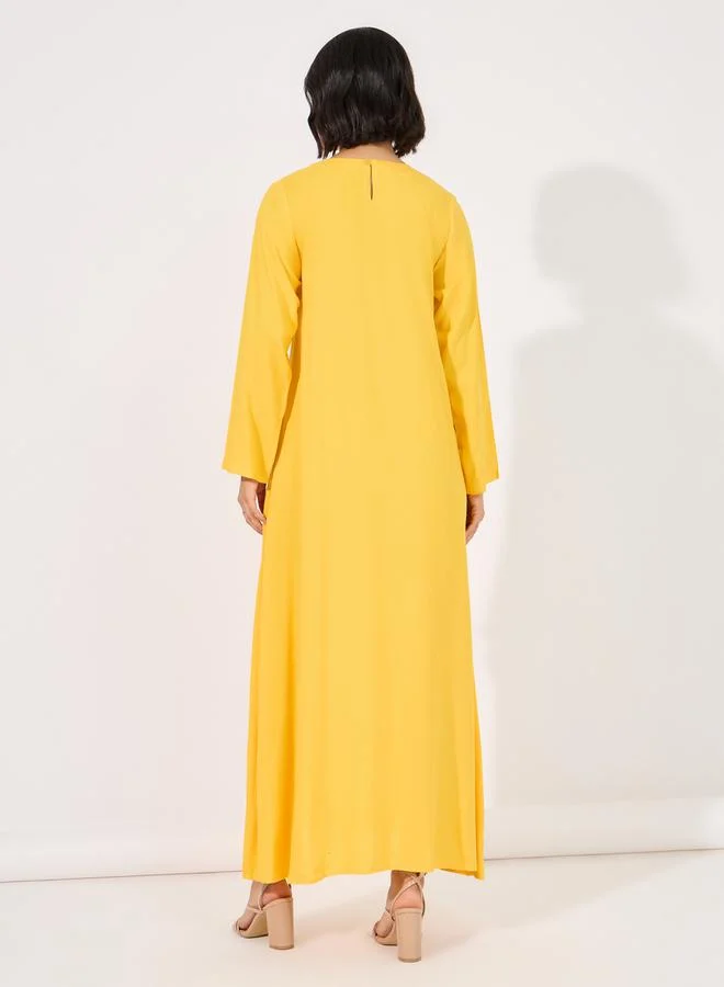 Styli Embroidered Neck A-Line Jalabiya