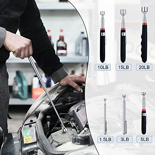 Frienda 6 Pieces Telescoping Magnet Tools, Extendable Telescopic Magnetic Pick up Tools Viewable Extendable Magnet Stick for Men Gift Home Outdoor Mechanical Repair ​​pick up 1.5, 3, 5, 10, 15, 20 lb - Image 4