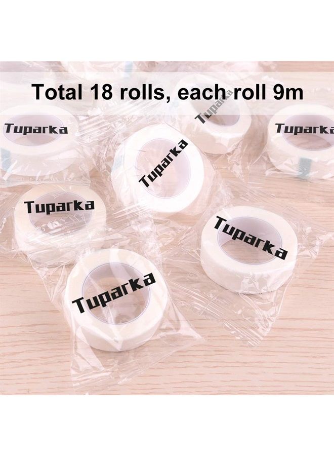 Tuparka 18 عبوة شريط رموش شريط ورقي أبيض لتوريد تمديد الرموش، 0.5 بوصة × 10 ياردة لكل لفة - Image 4