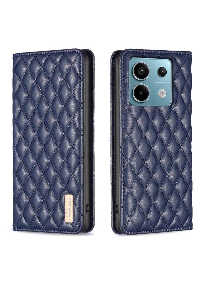 The Bros Case For Xiaomi Poco M6 Pro 4G Diamond Lattice Magnetic Leather Flip Phone Case