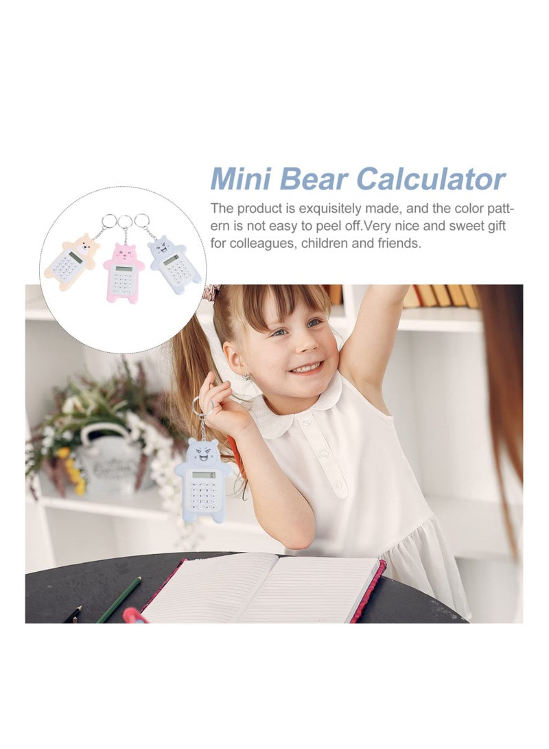 SYOSI 3 Pcs Calculator Keychain Cute Pocket Calculator Key Ring Cute Cartoon Calculator with Silicone Buttons Tiny Small Portable  - Image 2