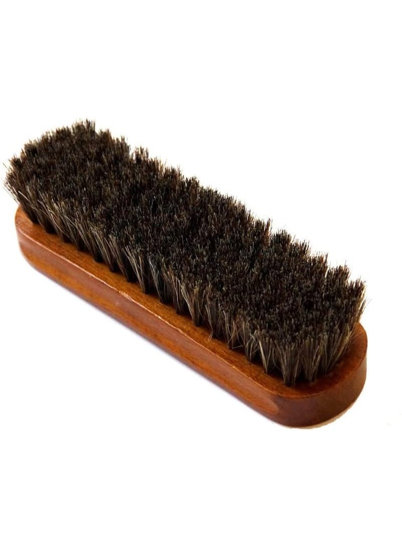 VIUAUAX Horse hair shoe polishing and shoe cleaning brushBeechwood-handled horsehair shoe brush.Shoe polish brush for leather shoesHorse Hair Shoe Brush for Boots,15 cm Wooden BaseProfessional Polishing and Cleaning - Image 1