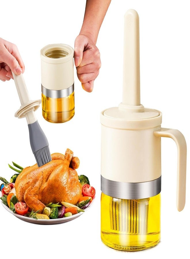 Tendula Silicone Cake Brush, Kitchen Cooking Oil Brush, High Temperature Resistant Silicone Oil Brush and Handle Brush Oil Integrated, Suitable for Barbecue. (White 300 ml with Handle) - Image 1