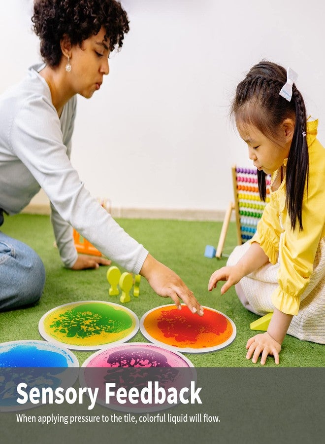 Art3d 4PCS Round Sensory Floor Tiles for Kids, Toddlers and Children, Colorful Liquid Sensory Activity Mat for Active Play and Decorative - Image 5