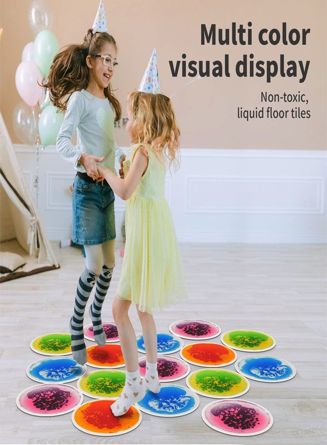 Art3d 4PCS Round Sensory Floor Tiles for Kids, Toddlers and Children, Colorful Liquid Sensory Activity Mat for Active Play and Decorative - Image 4