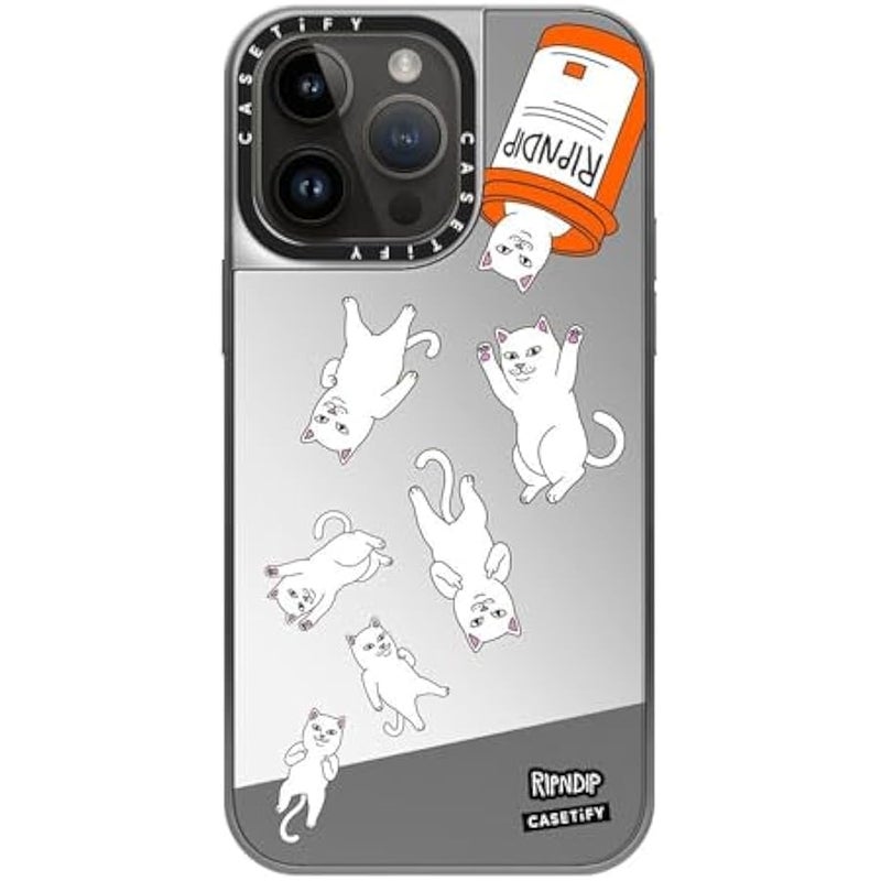 Casetify Mirror Case for iPhone 14 Pro Max 【RipNDip Colab/Reflective / 4.9ft Drop Protection/Compatible with Magsafe】 - Nermal Pills - Silver on Silver - Image 3