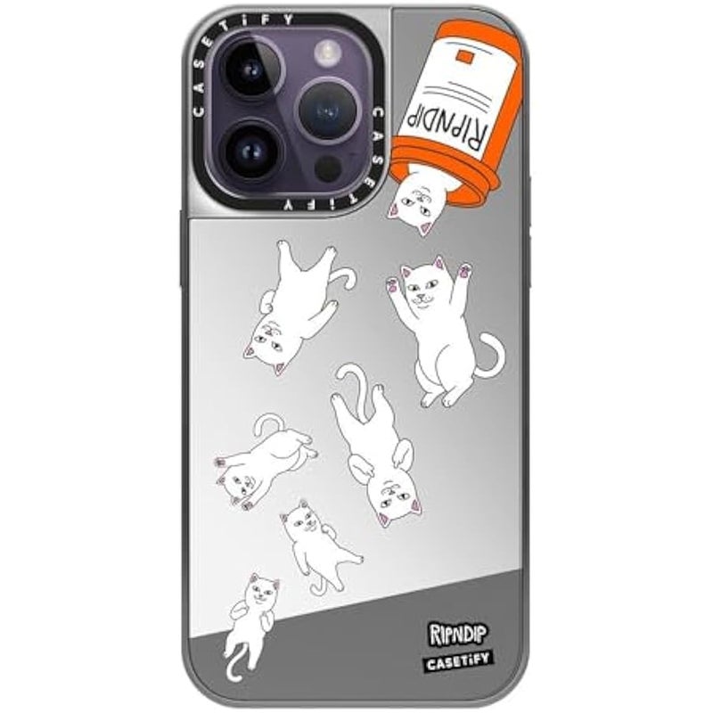 Casetify Mirror Case for iPhone 14 Pro Max 【RipNDip Colab/Reflective / 4.9ft Drop Protection/Compatible with Magsafe】 - Nermal Pills - Silver on Silver - Image 2
