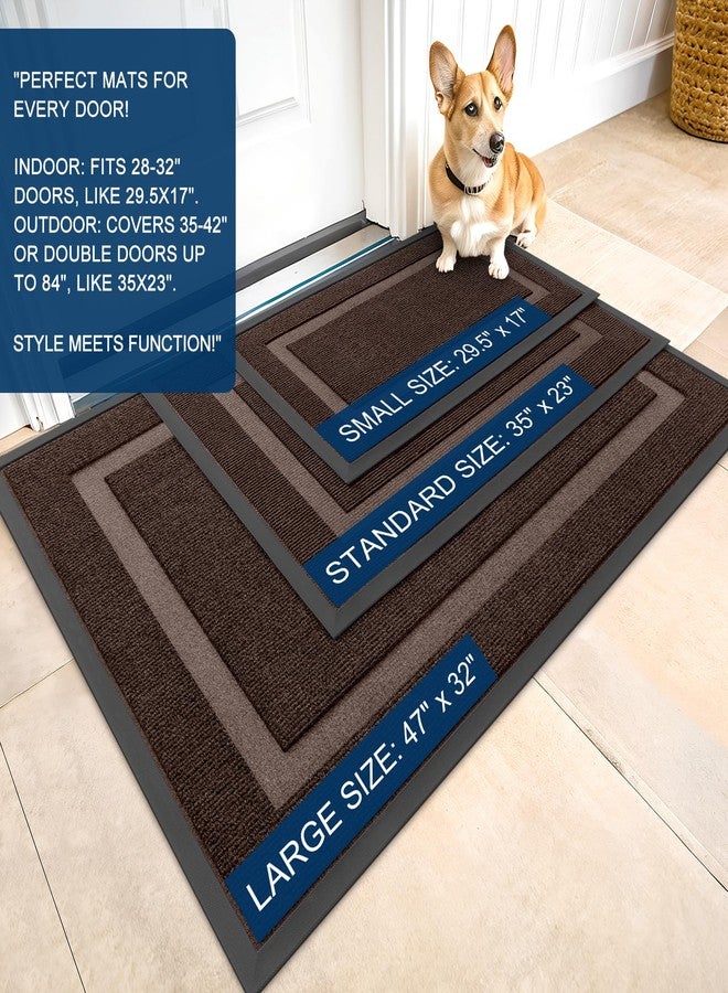 OLANLY Front Door Mat Indoor Outdoor Entrance, Waterproof All-Season, All-Weather Doormat, Sturdy Natural Rubber, Fade Resistant, Low Profile, Easy Clean Patio Porch Entryway Mat, 71x23, Dark Brown - Image 2