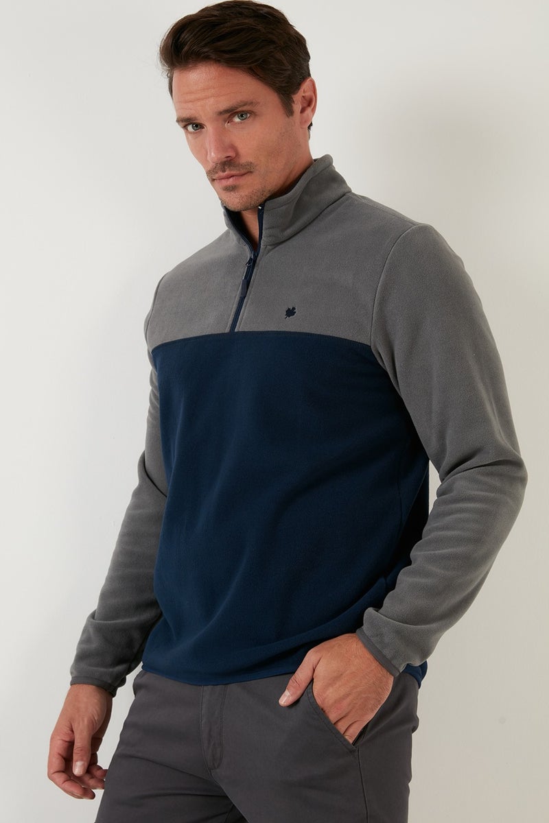 Buratti Regular Fit Zippered Stand Collar Winter Fleece Men's Fleece 5906016 - Image 5