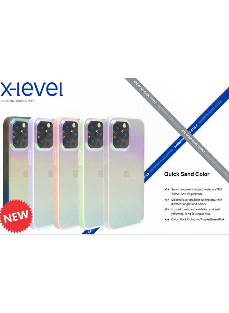 X-level حافظة X-level لجهاز iPhone 15 Pro لون رمل سريع - بنفسجي - Image 3