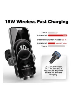 SYOSI Wireless Car Charger, 15W Auto-Clamping Car Charger Mount, Air Vent Car Charging Holder, Fit for iPhone 14/14 Pro/13/13 Pro /12/12 Pro/ 11/11 Pro/Xr/Xs/X/8, Samsung S22/ S21/S20 (Black)  - Image 4