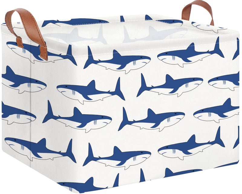 NTAOHAMPER Rectangular Storage BasketCollapsible Gift Basket with HandlesKids ToysBooks BoxRoom DecorShark - Image 2