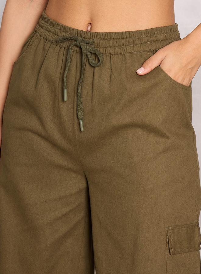 ساسافراس بنطال كارجو سادة بنسيج تويل ورباط - Image 4