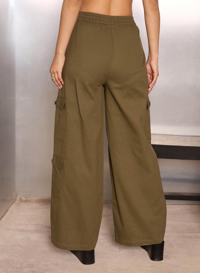 ساسافراس بنطال كارجو سادة بنسيج تويل ورباط - Image 5