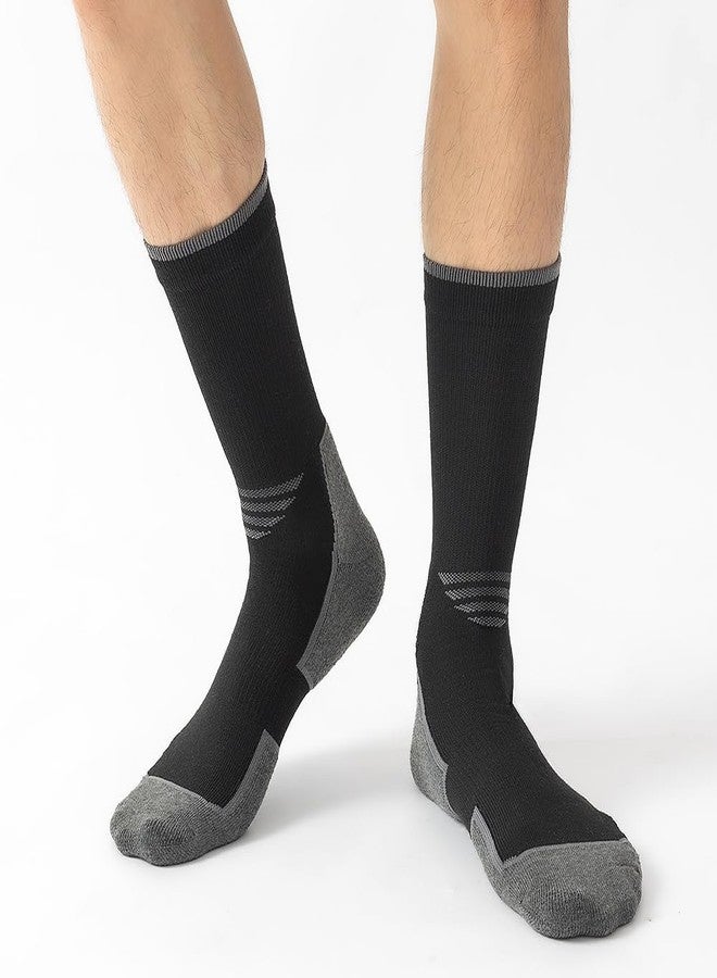 JOYNÉE 5 Pairs Mens Lightweight Athletic Crew Socks Cushioned Breathable Long Socks for Sports Running,Black,Sock Size:10-13 - Image 5