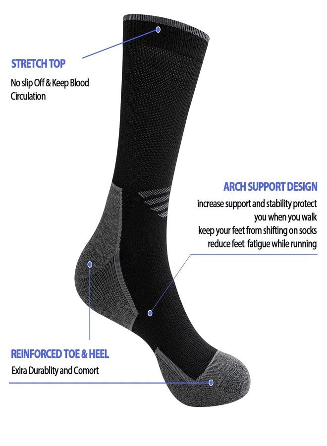 JOYNÉE 5 Pairs Mens Lightweight Athletic Crew Socks Cushioned Breathable Long Socks for Sports Running,Black,Sock Size:10-13 - Image 3