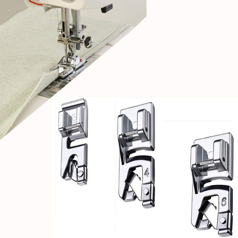 Windman 3 Sizes Rolled Hem Foot 3 mm, 4 mm, 6 mm Hemmer Foot for Singer Brother Hem Foot Low Shank Machine Sewing Foot Hemmer - Image 1