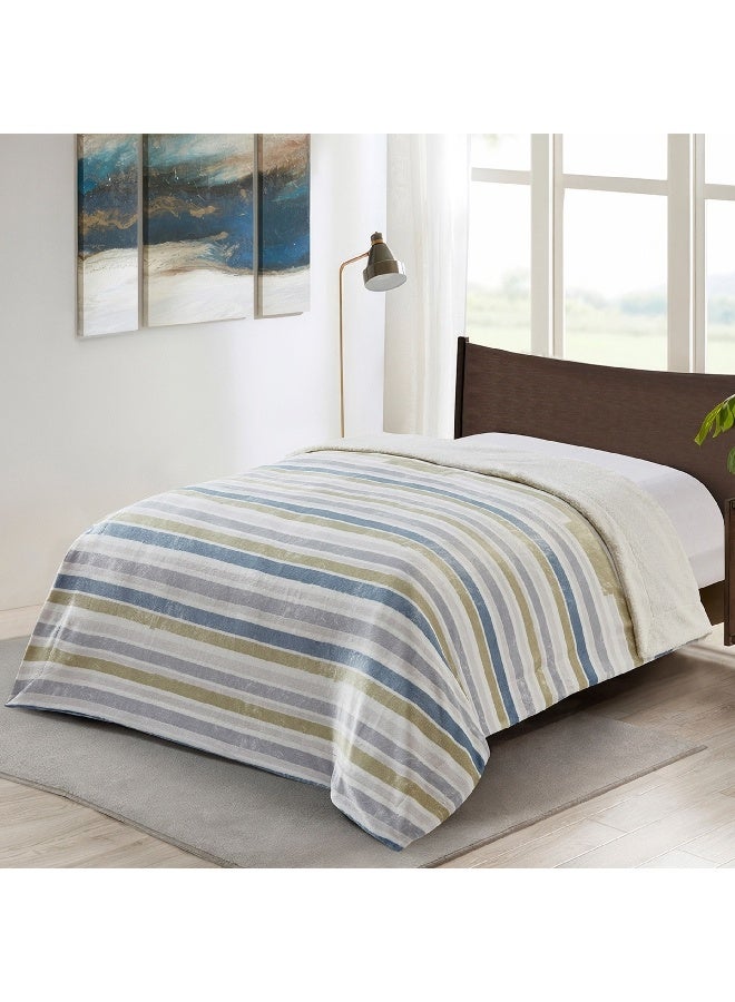 Home Box Braxton Versa Printed Flannel Sherpa Queen Blanket 220 x 200 cm - Image 2