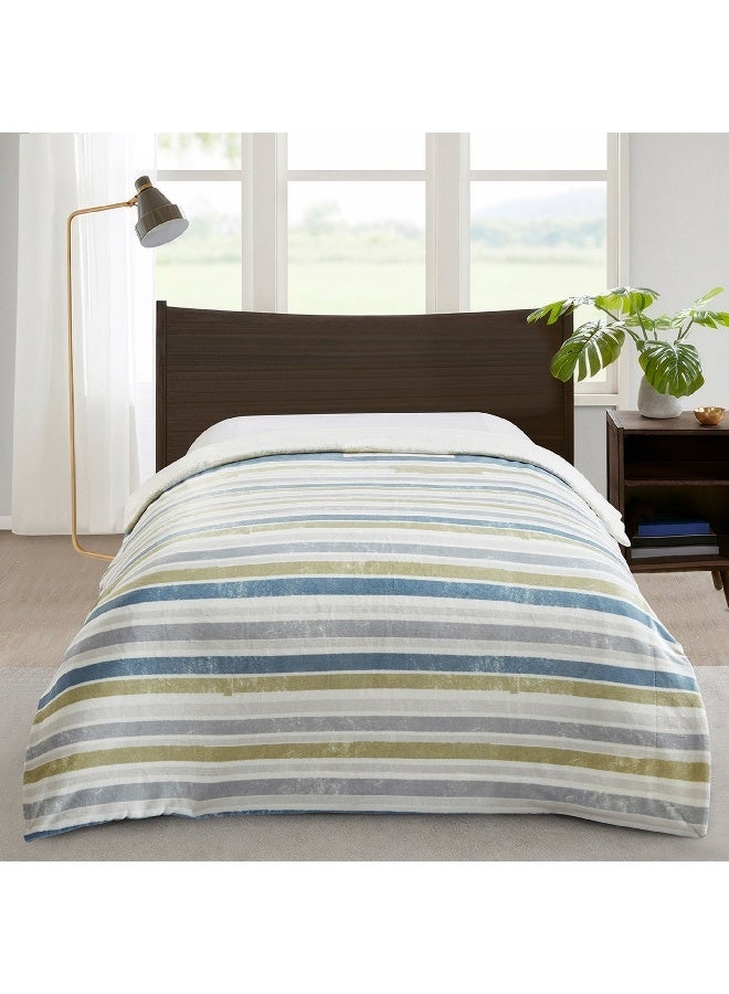 Home Box Braxton Versa Printed Flannel Sherpa Queen Blanket 220 x 200 cm - Image 1