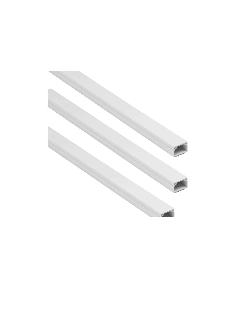 90cm Square Cable Box Self Adhesive PVC Trunking White Wall Cord Cover Cable Concealer On Wall Wire Cover Paintable Cable Management Raceway to Hide Wires Pack of 3pcs 10x10x900mm - Image 1