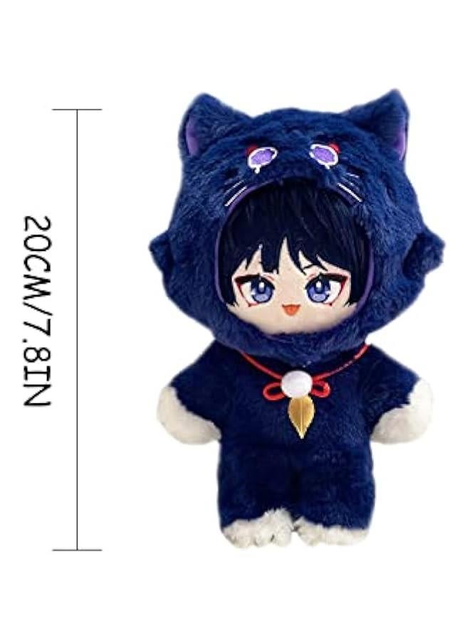 Anime Plush Figure Scaramouche Dress Up Doll with Cat Clothes Plush Onesie 8 Inches Soft Stuffed Decorations and Collection Gift for Fans - Image 4