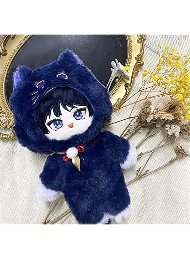 Anime Plush Figure Scaramouche Dress Up Doll with Cat Clothes Plush Onesie 8 Inches Soft Stuffed Decorations and Collection Gift for Fans - Image 3