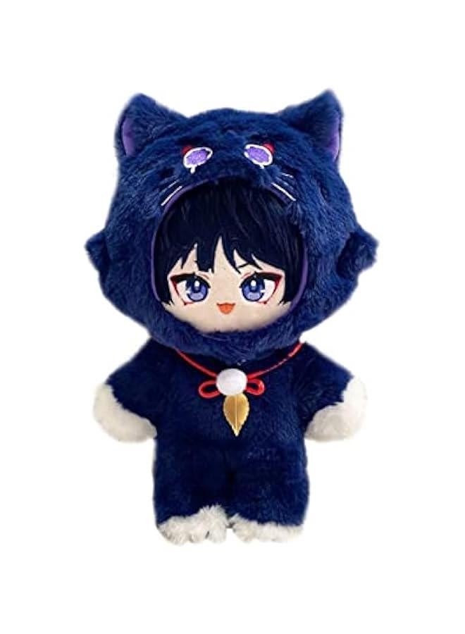 Anime Plush Figure Scaramouche Dress Up Doll with Cat Clothes Plush Onesie 8 Inches Soft Stuffed Decorations and Collection Gift for Fans - Image 1
