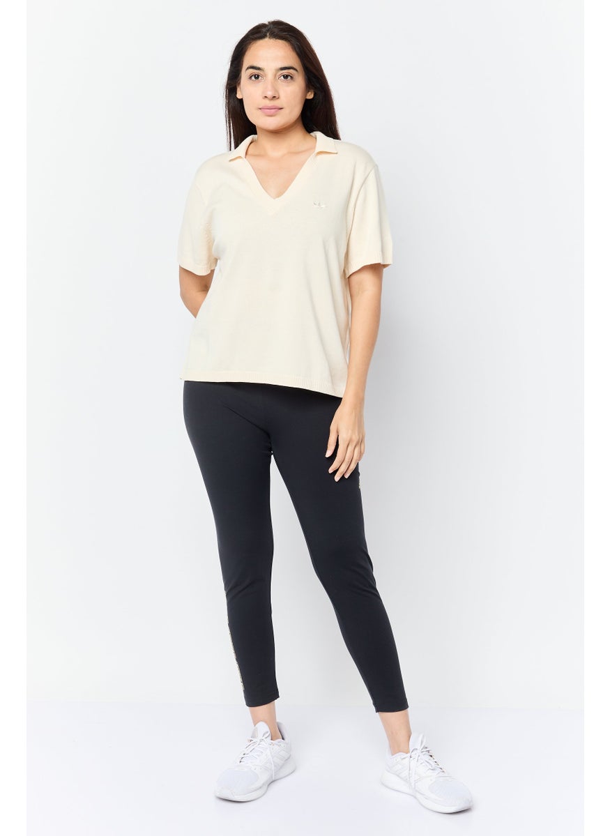 adidas Originals Women Sportswear Fit Short Sleeve Outdoor Polo Shirt, Cream  - Image 2