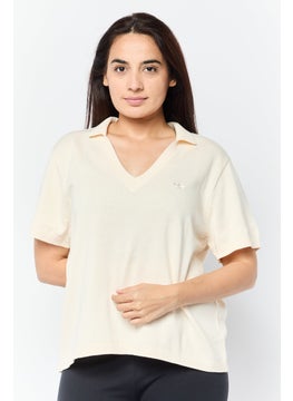 adidas Originals Women Sportswear Fit Short Sleeve Outdoor Polo Shirt, Cream  - Image 1