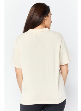 adidas Originals Women Sportswear Fit Short Sleeve Outdoor Polo Shirt, Cream  - Image 3