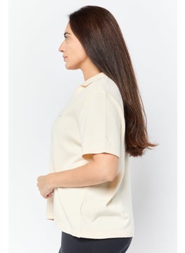 adidas Originals Women Sportswear Fit Short Sleeve Outdoor Polo Shirt, Cream  - Image 4
