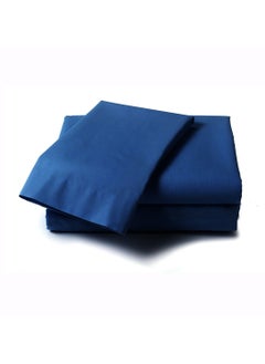 LuxHome Luxury Satin Line Bedsheet and Pillowcase Set – Hotel-Quality Breathable Cotton Bedding, Satin Finish, Soft and Luxurious – Flat Bedsheet 275x275cm with 2 Pillowcases 46x69cm, Navy  - Image 1