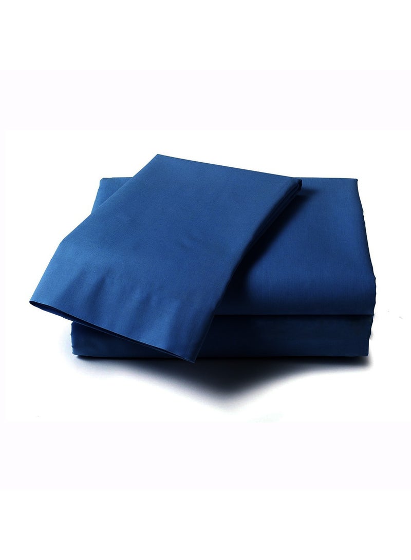 LuxHome Luxury Satin Line Bedsheet and Pillowcase Set – Hotel-Quality Breathable Cotton Bedding, Satin Finish, Soft and Luxurious – Flat Bedsheet 275x275cm with 2 Pillowcases 46x69cm, Navy - Image 1