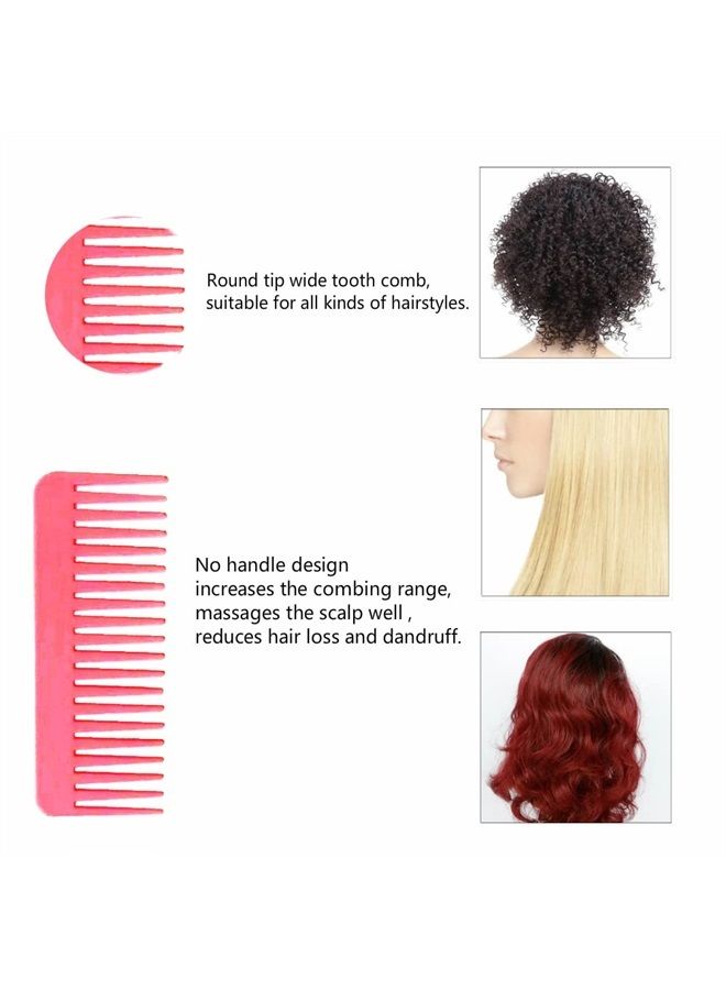 NuAngela Wide Tooth Hair Comb No Static, Detangling Styling Comb For Thick Long Curly Hair, No Handle Round Teeth, Reduce Hair Loss&Breakages, Shower Shampoo Detangler Comb For Women Men(PINK) - Image 4
