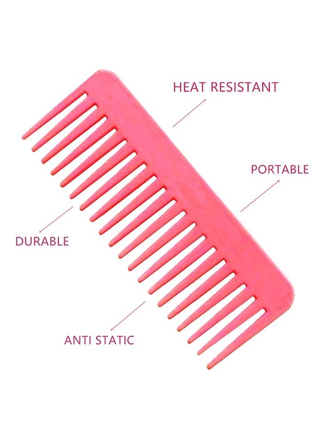 NuAngela Wide Tooth Hair Comb No Static, Detangling Styling Comb For Thick Long Curly Hair, No Handle Round Teeth, Reduce Hair Loss&Breakages, Shower Shampoo Detangler Comb For Women Men(PINK) - Image 3