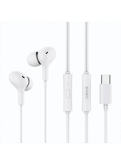 سماعات رأس USB C لهاتف iPhone 15 Type-c ستيريو سلكية داخل الأذن مع ميكروفون وتحكم في مستوى الصوت 1.2 متر لهاتف iPhone 15/15Plus/15Pro/15ProMax/iPad Pro، أبيض