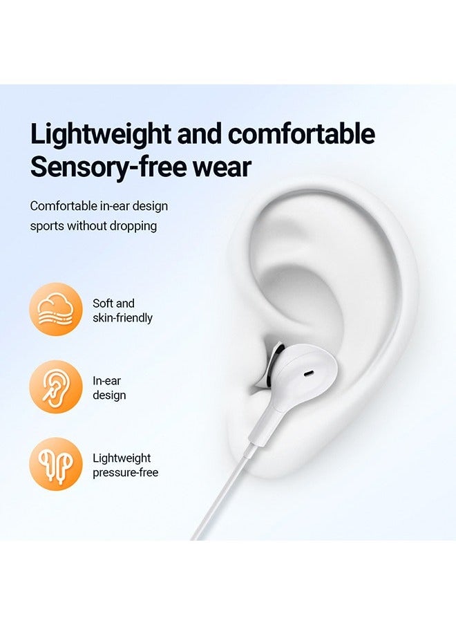 Celebrat - USB C Headphone IPhone 15 Type-c Stereo Wired In Ear Style Noise Reduction Earphones Wired Earphones with Microphone and Volume Control 1.2M for iPhone 15/15Plus/15Pro/15ProMax/iPad Pro White - Image 1