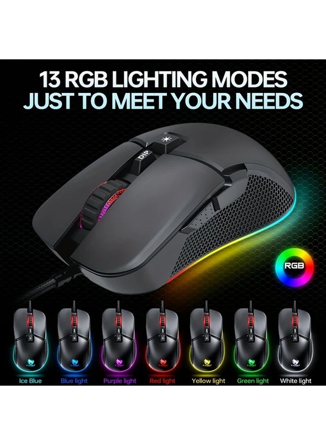 G590 ماوس الألعاب RGB السلكية، ماوس كمبيوتر بصري مريح بمنفذ USB لأجهزة كمبيوتر ويندوز - Image 5